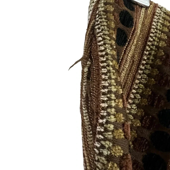 Muse Retro Pants Size 10 Striped Spotted All Over Pattern Textured Black Brown - Picture 7 of 9